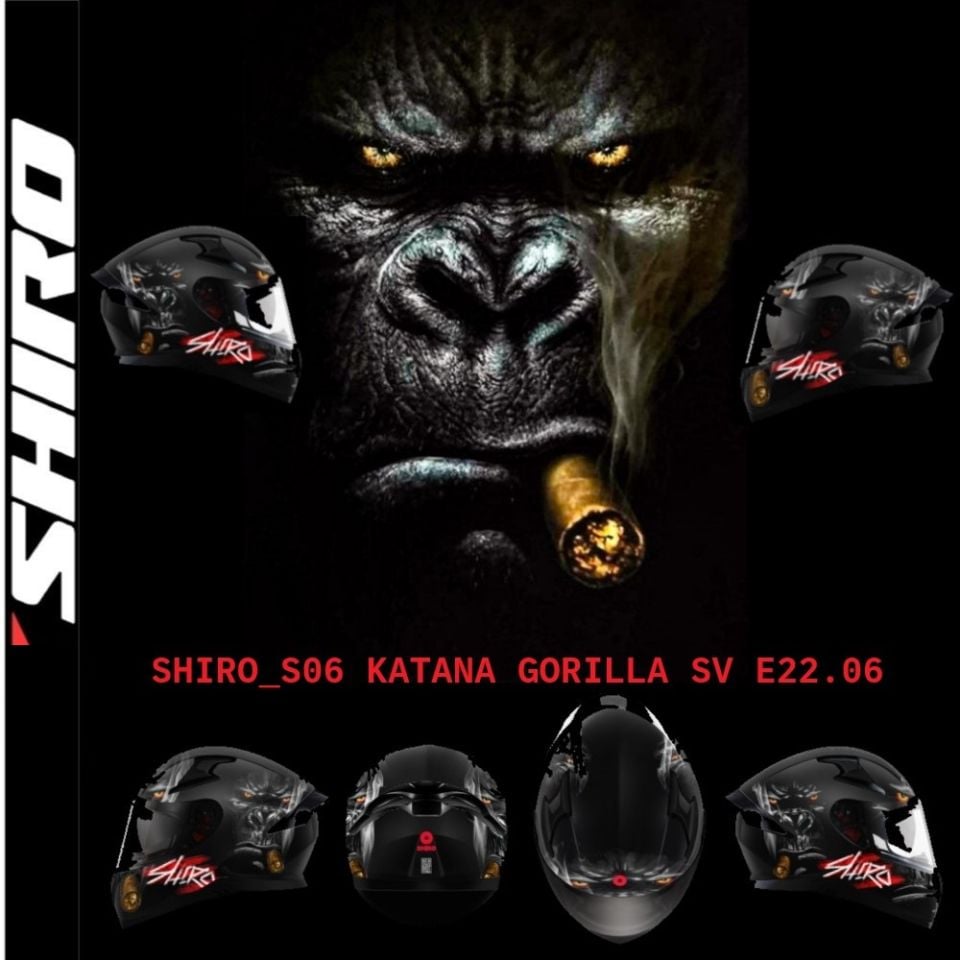SHIRO KAPALI KASK KATANA GORILLA GÜNEŞ VİZÖRLÜ -L