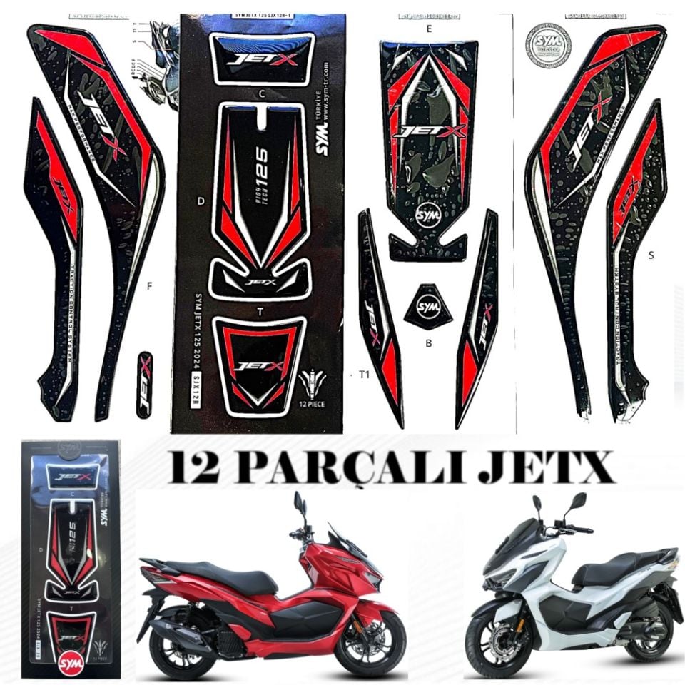 SYM 12 Parçalı Sticker Set - JetX 125