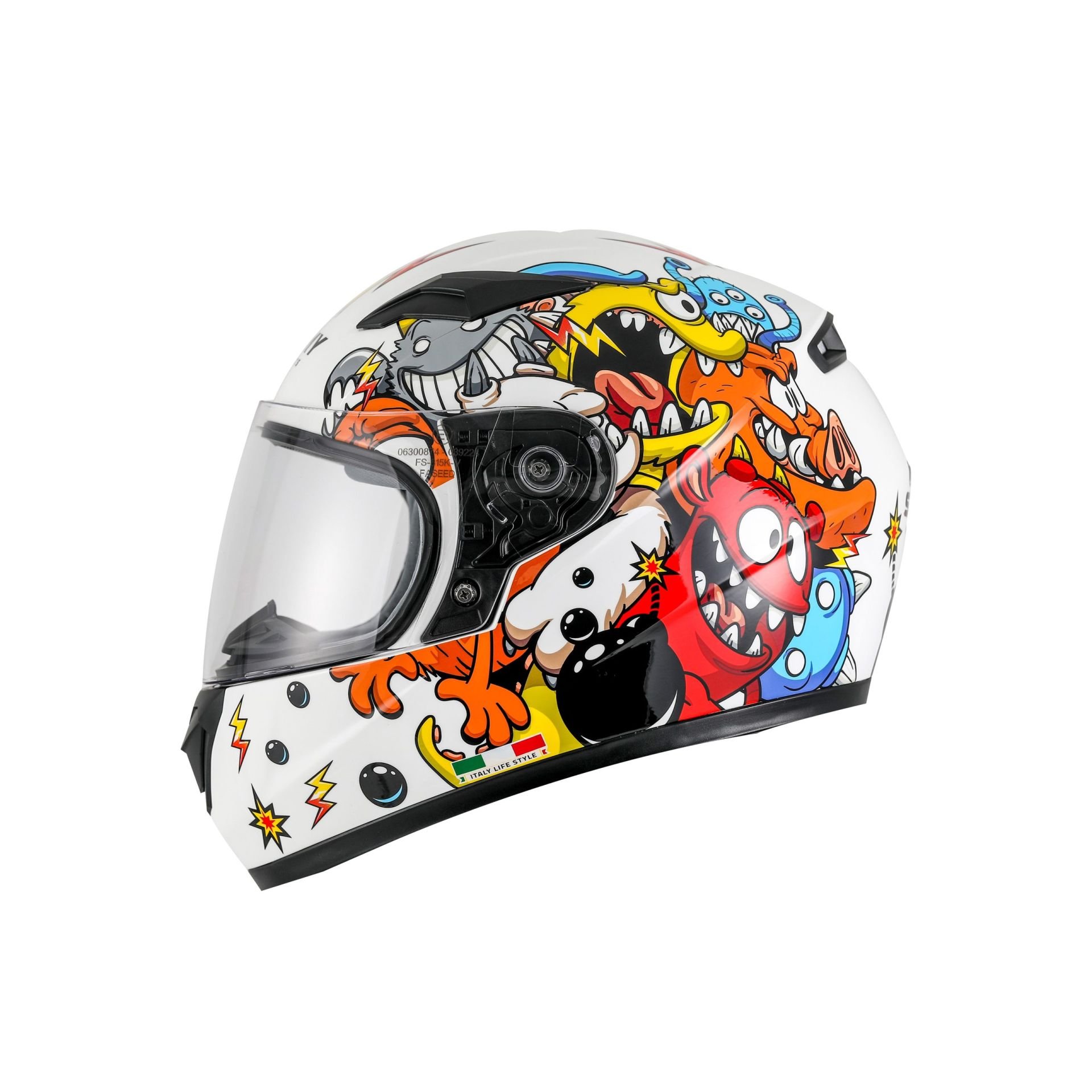 Sway 815K Çocuk Kask Monster White Yellow L