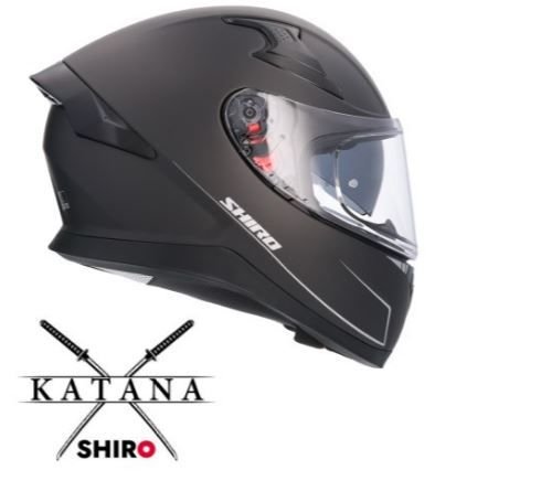 SHIRO KAPALI KASK KATANA MAT SİYAH GÜNEŞ VİZÖRLÜ -M-
