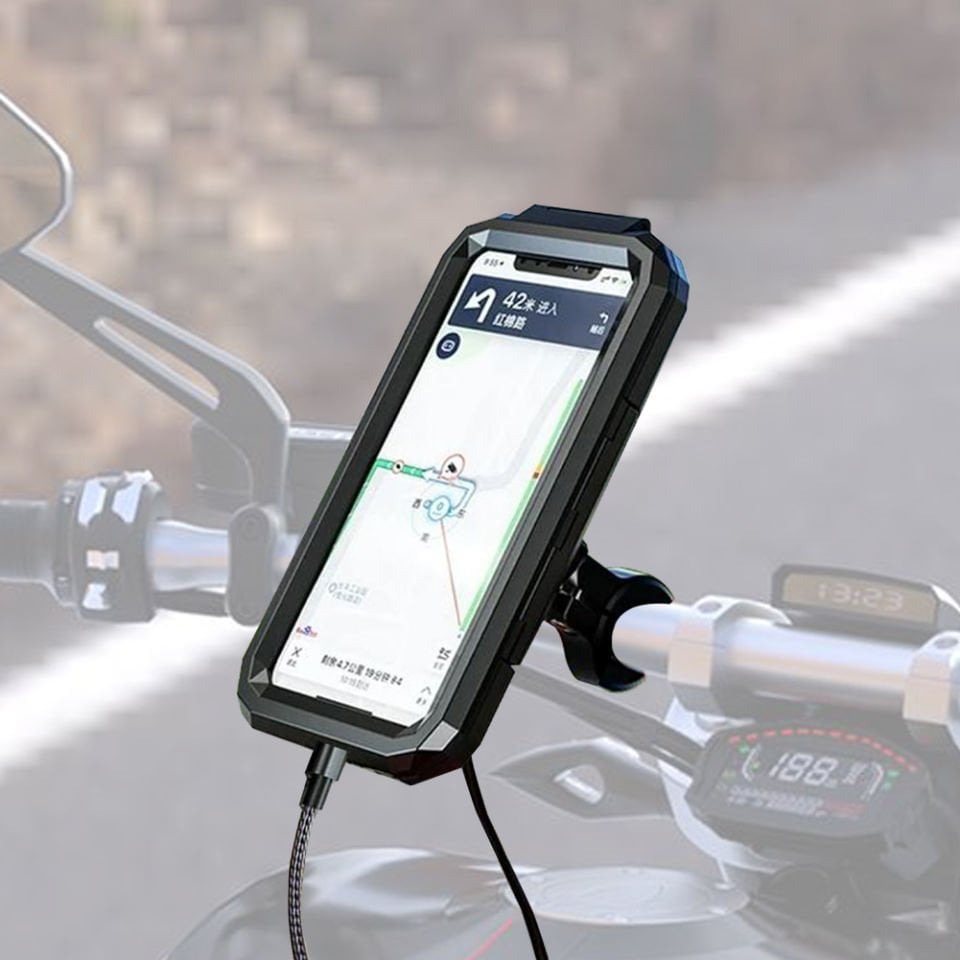 Knmaster Large Titreşim Engelleyici USB’li Telefon Tutucu - Tüm Motosikletlere Uygun